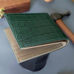 Green x Taupe bifold wallet