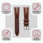 Classic Highley Genuine Leather Watch Strap - Reddish Brown