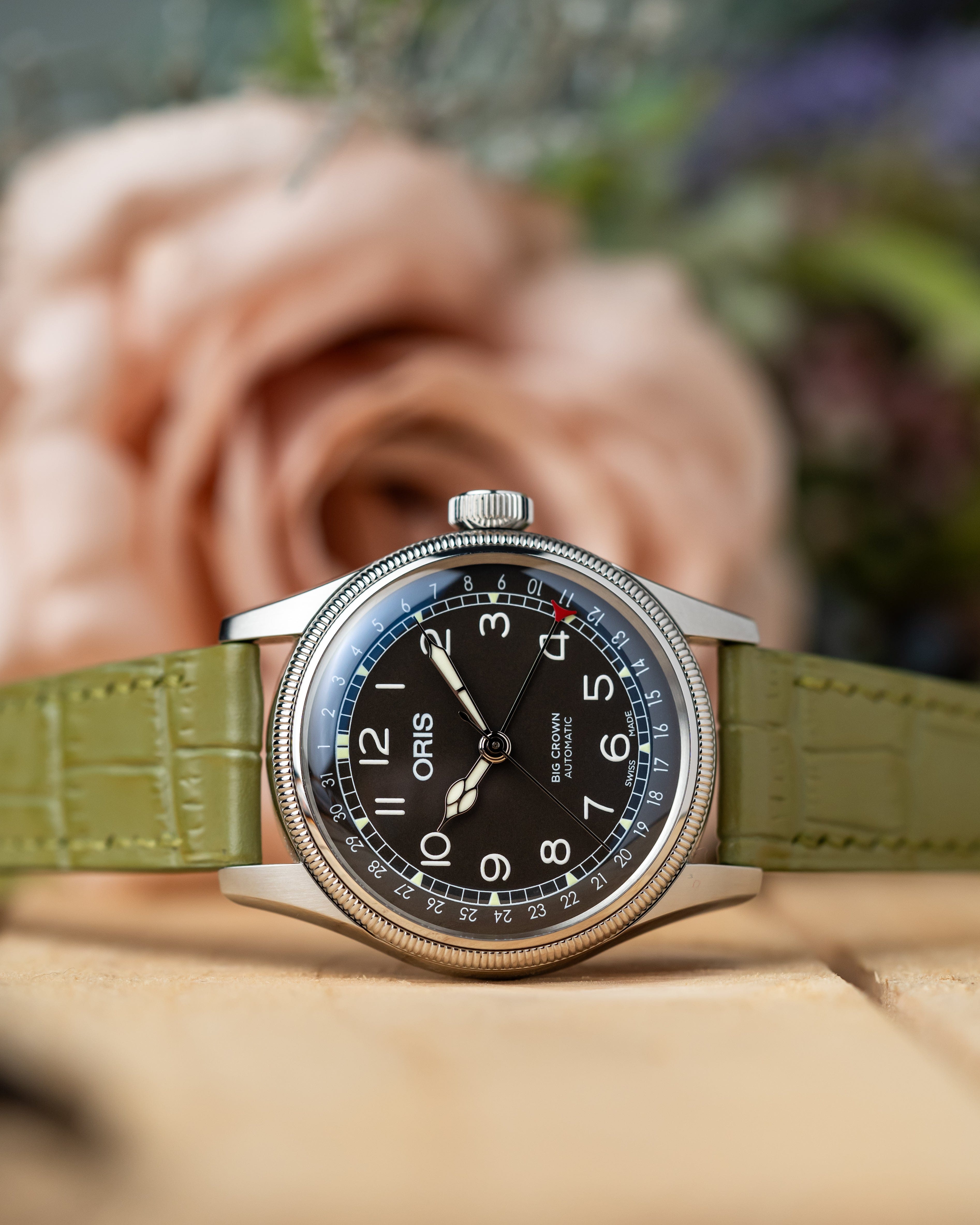 Embossed Crocodile Watch Strap - Pistachio