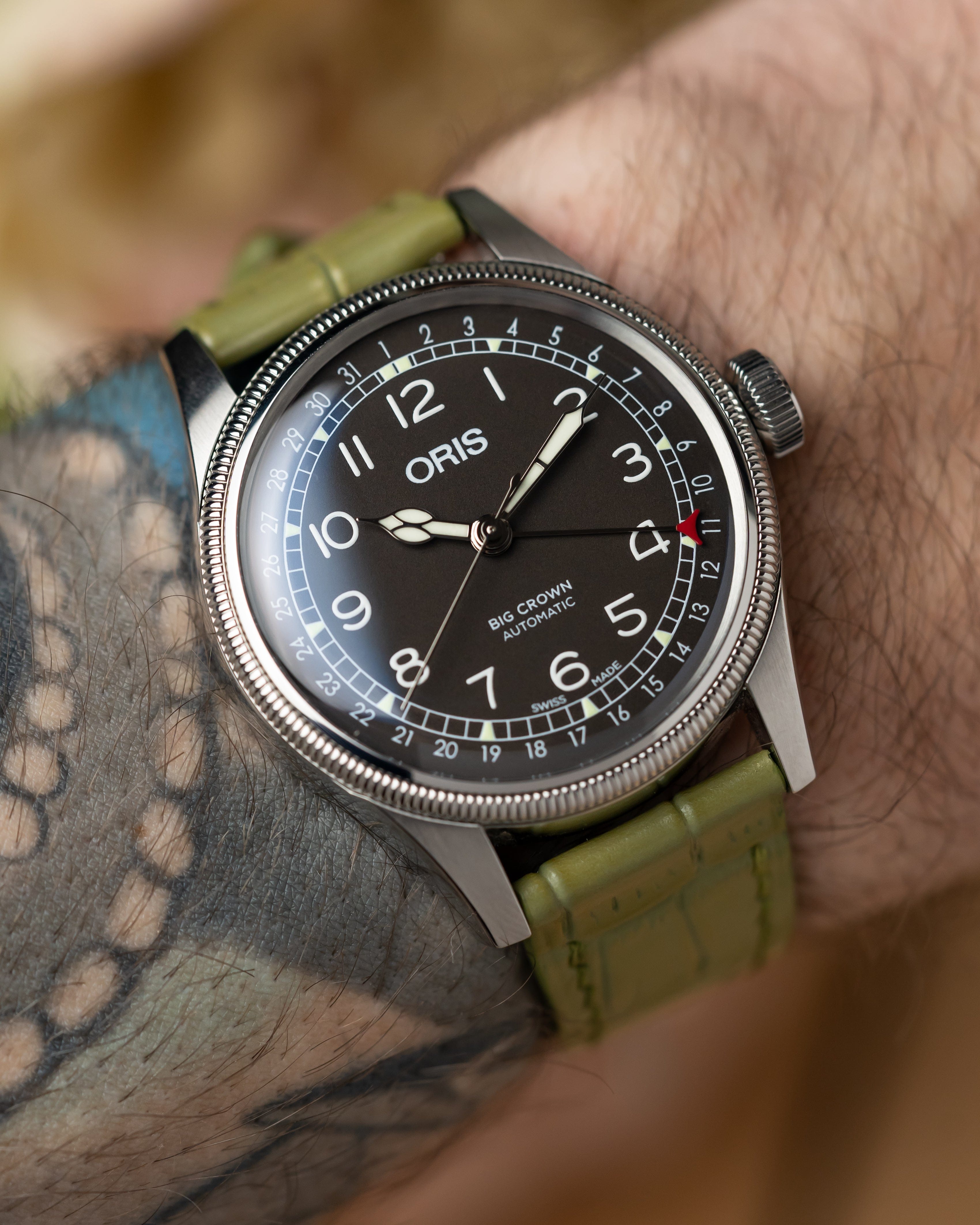 Embossed Crocodile Watch Strap - Pistachio