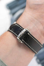 Omega-Style Deployant Ostrich Shin Strap – Black