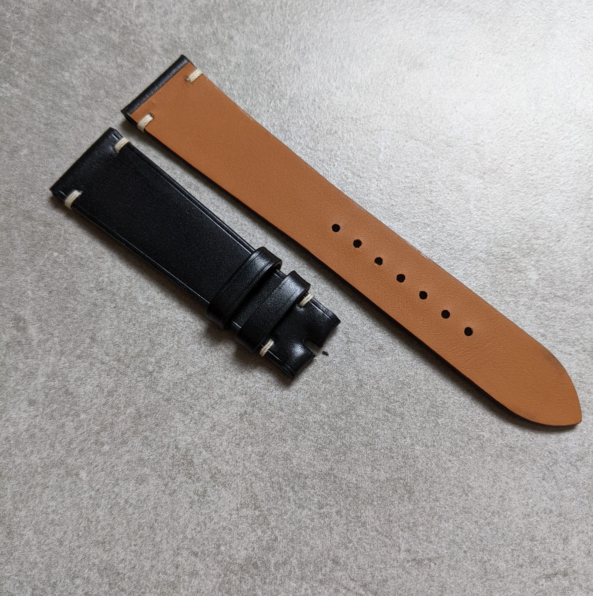Cordovan Vintage Strap Minimal Stitch - Black