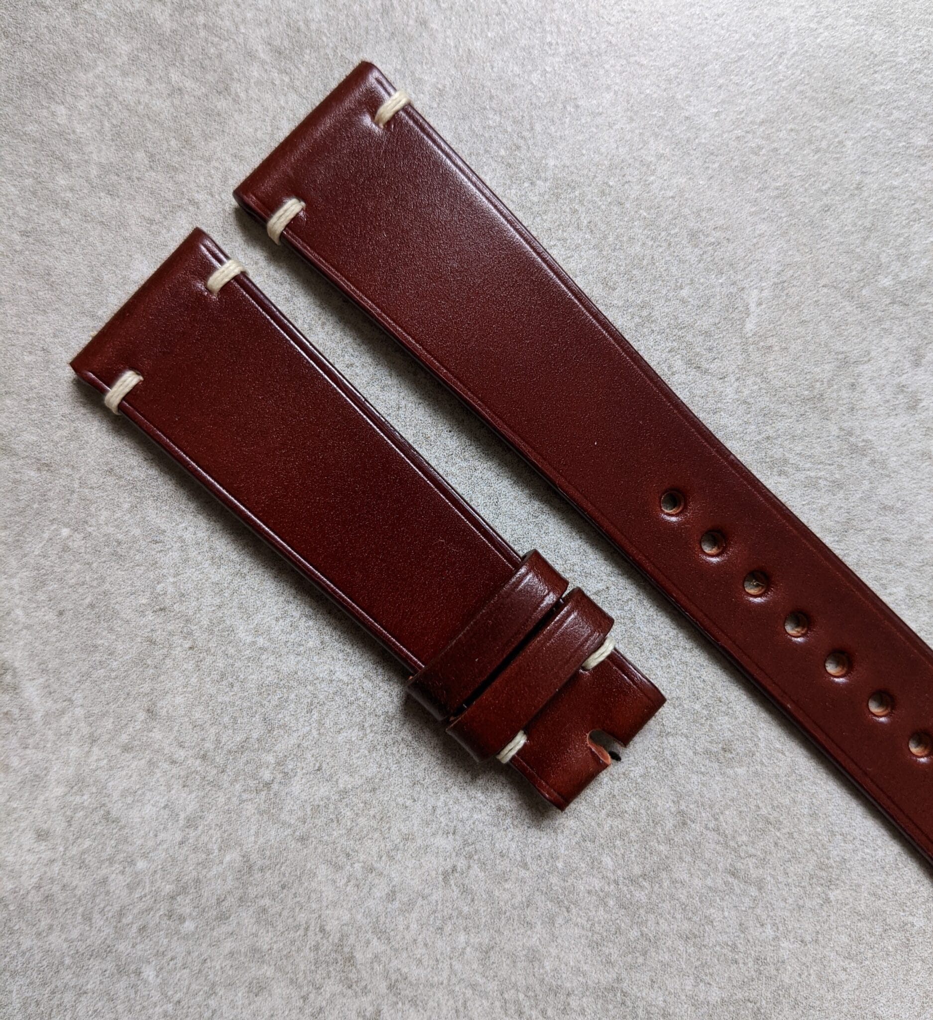 Cordovan Vintage Strap Minimal Stitch - Brown