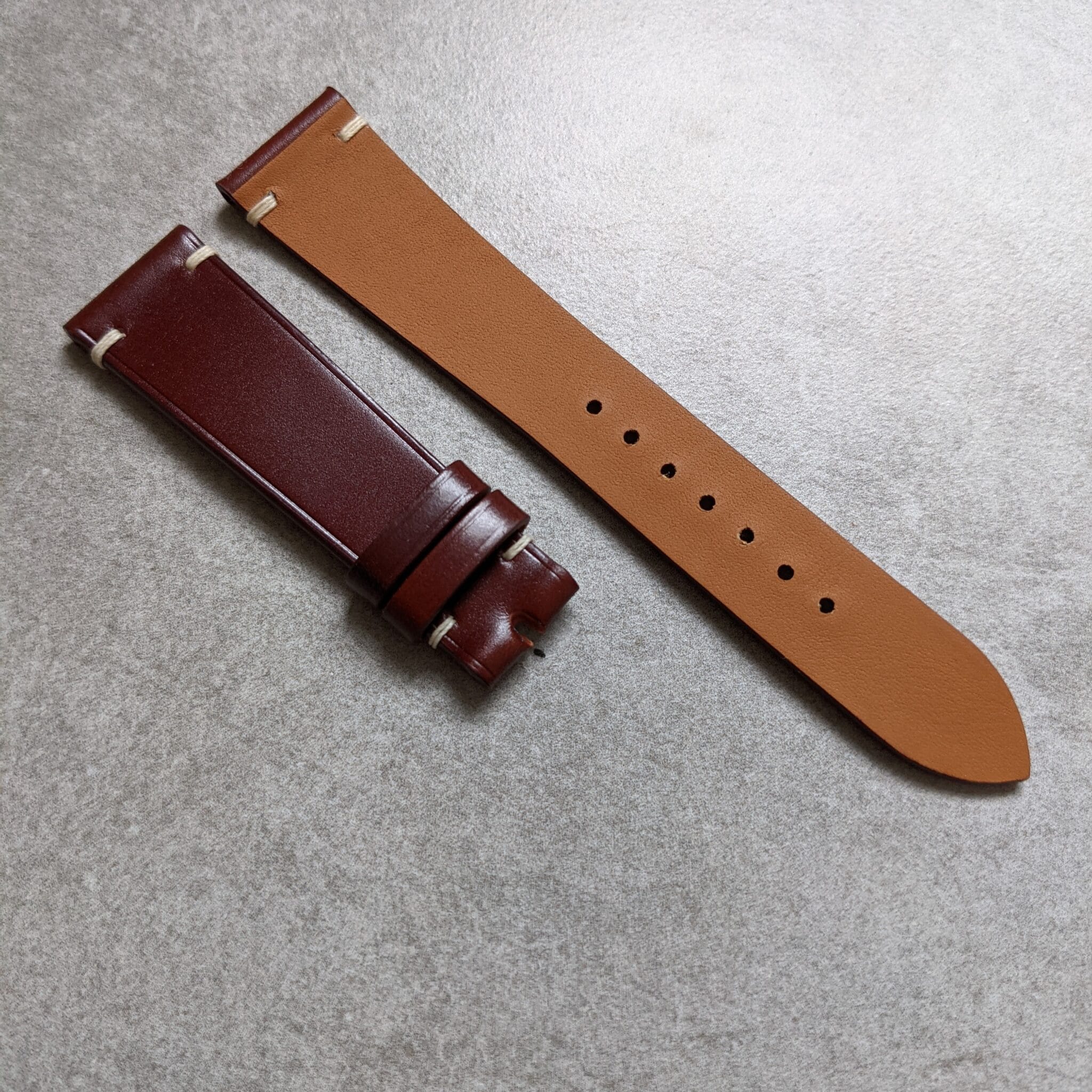 Cordovan Vintage Strap Minimal Stitch - Brown