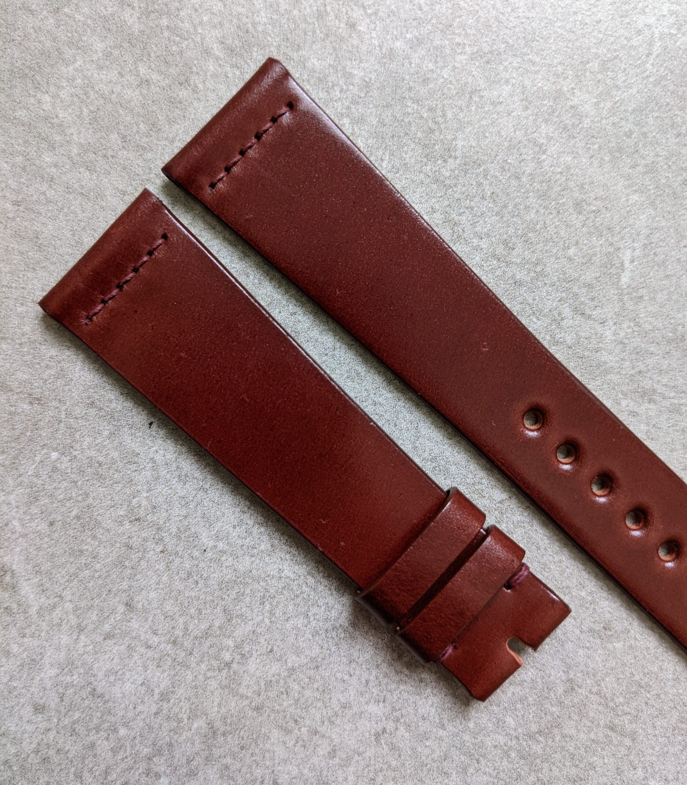 Cordovan Vintage Strap Stitch - Red Brown W/Matching stitch