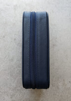 Navy Blue & Camel Travel Case - 2 Watch Zip Case