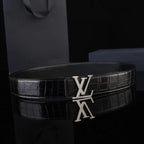 LV Initiales 40mm Reversible Crocodile Leather Belt