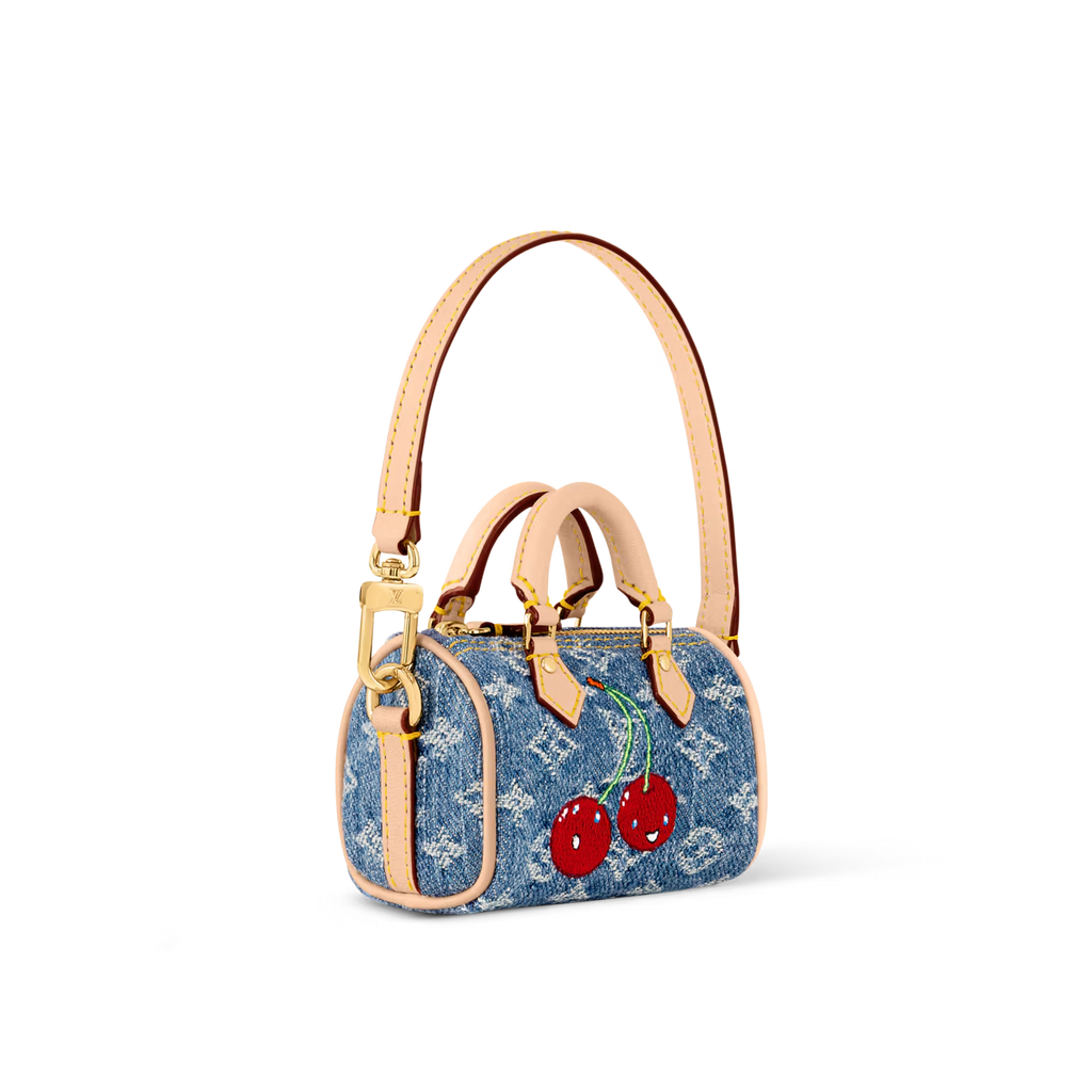 LV x TM Micro Speedy Denim Cerise Bag Charm