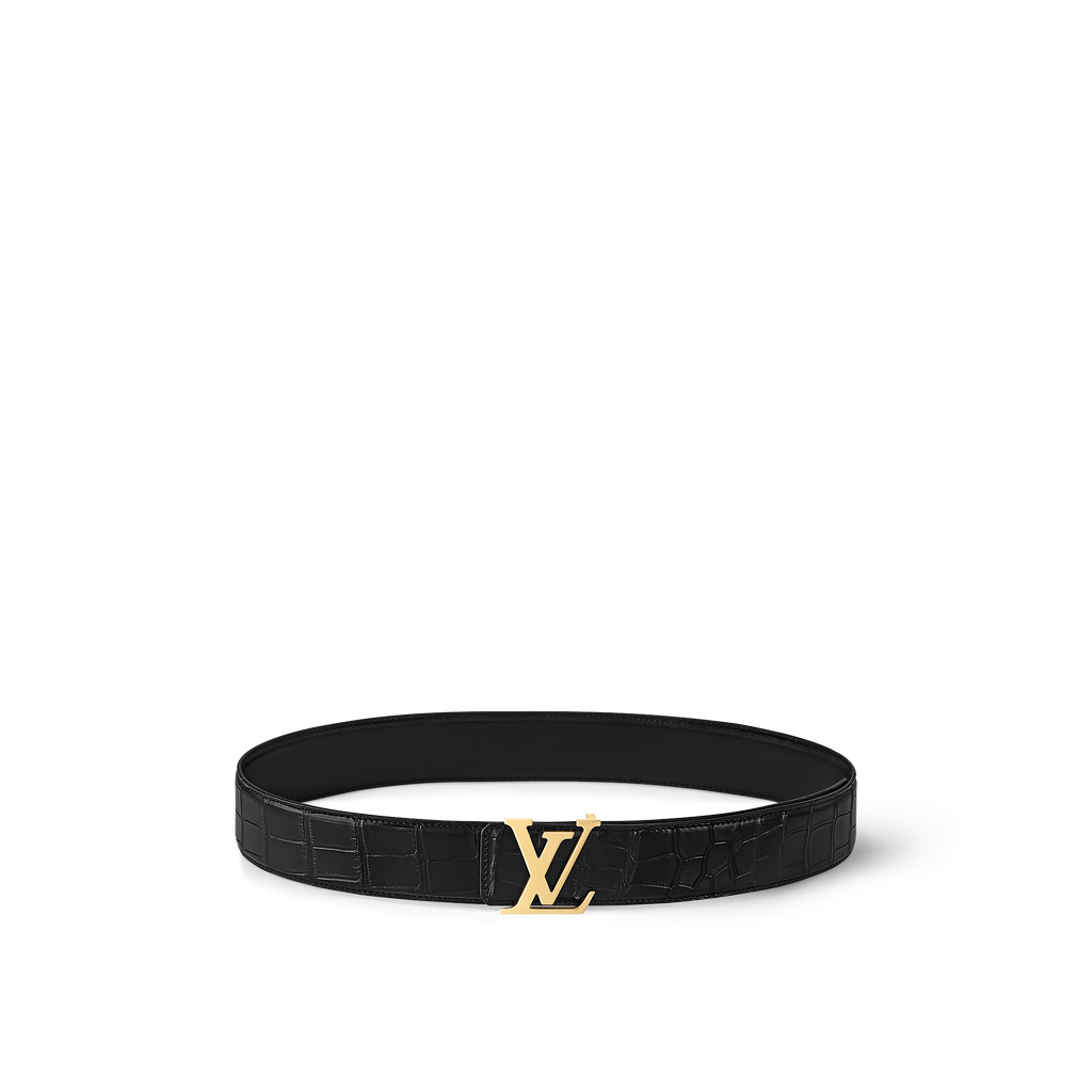 LV Initiales 40mm Reversible Crocodile Leather Belt