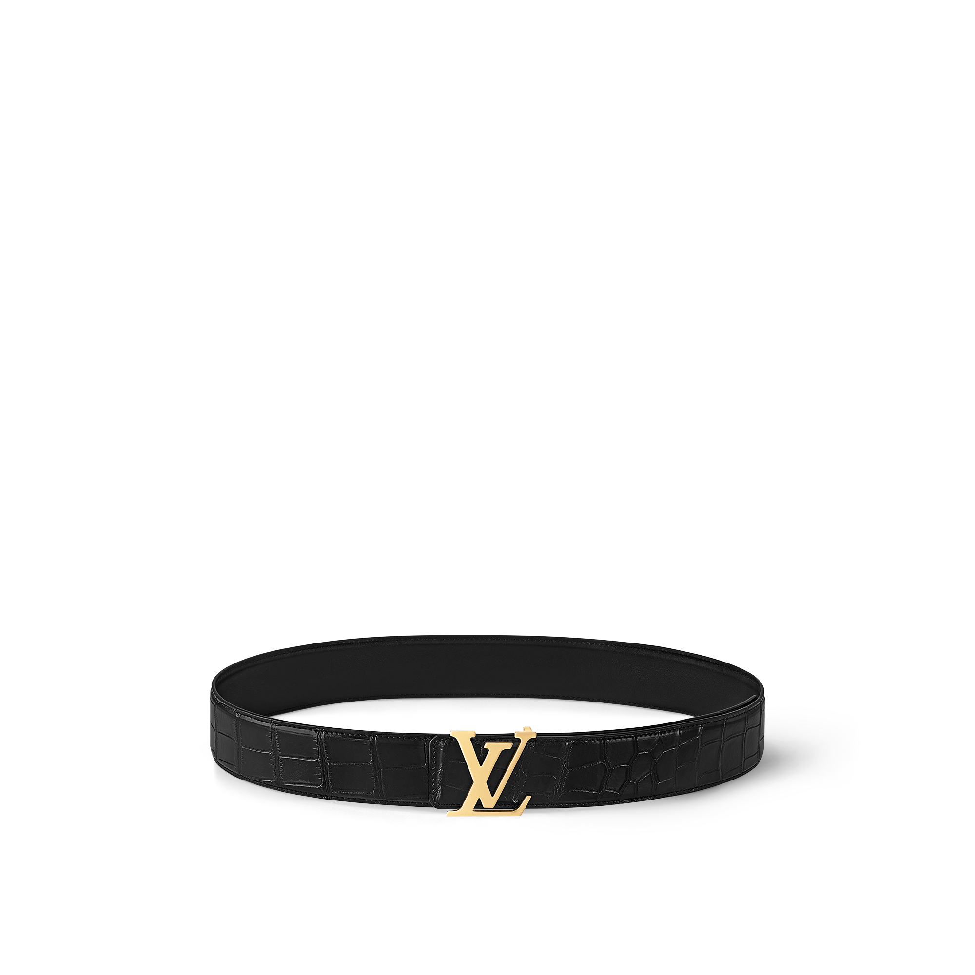 LV Initiales 40mm Reversible Crocodile Leather Belt