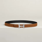 Mini H belt buckle & Reversible leather strap 24 mm