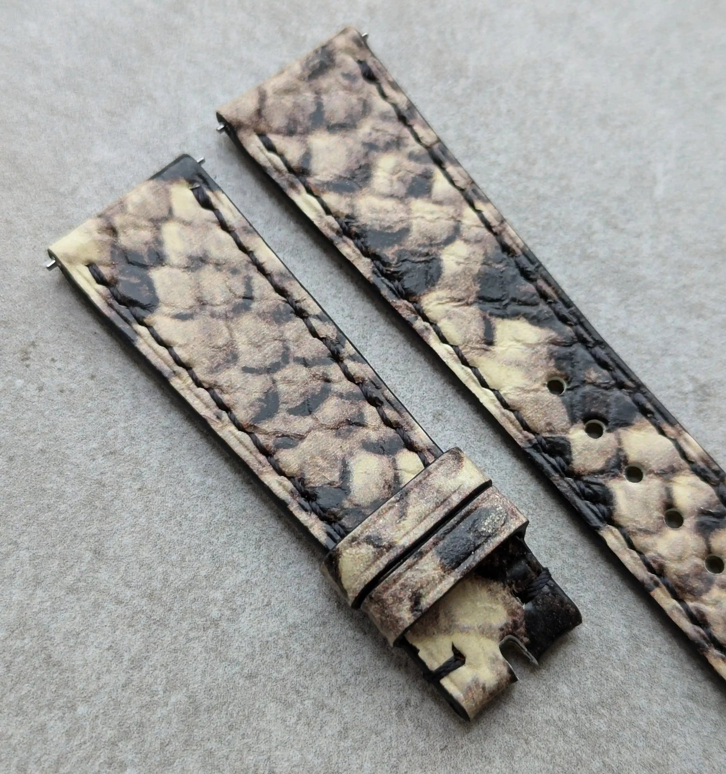 Embossed Python Watch Strap - Natural