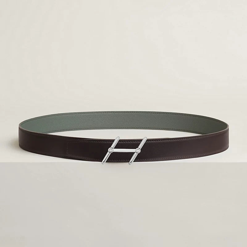 Swing belt buckle & Reversible leather strap 32 mm