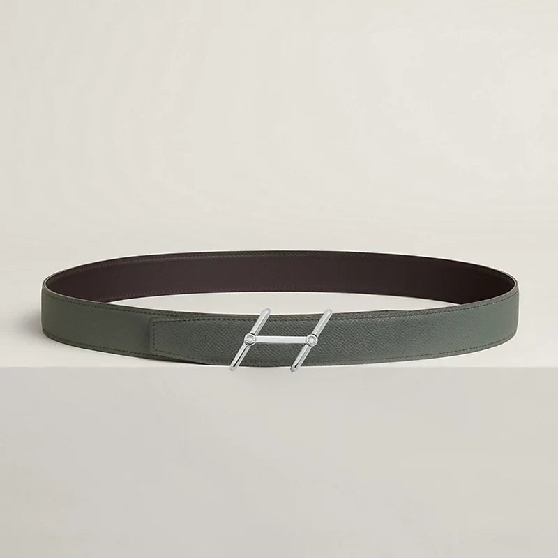 Swing belt buckle & Reversible leather strap 32 mm