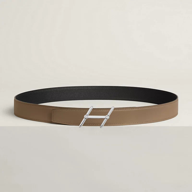 Swing belt buckle & Reversible leather strap 32 mm